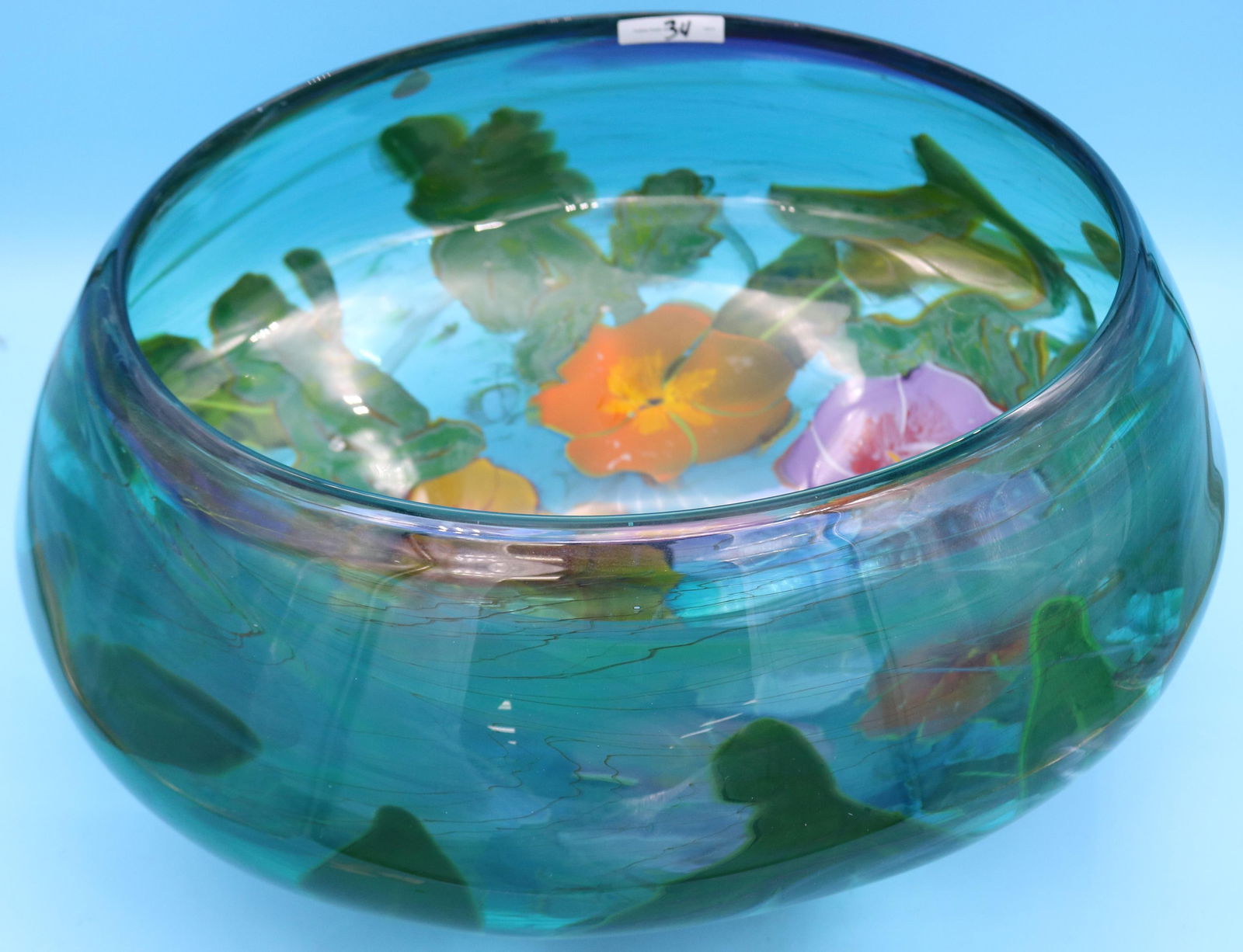 LARGE STUDIO ART GLASS BOWL, RICK BECK 20/21ST (1 of 4)