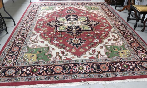 ROOM SIZE ORIENTAL RUG, HERIZ, LATE 20TH C. 9' X