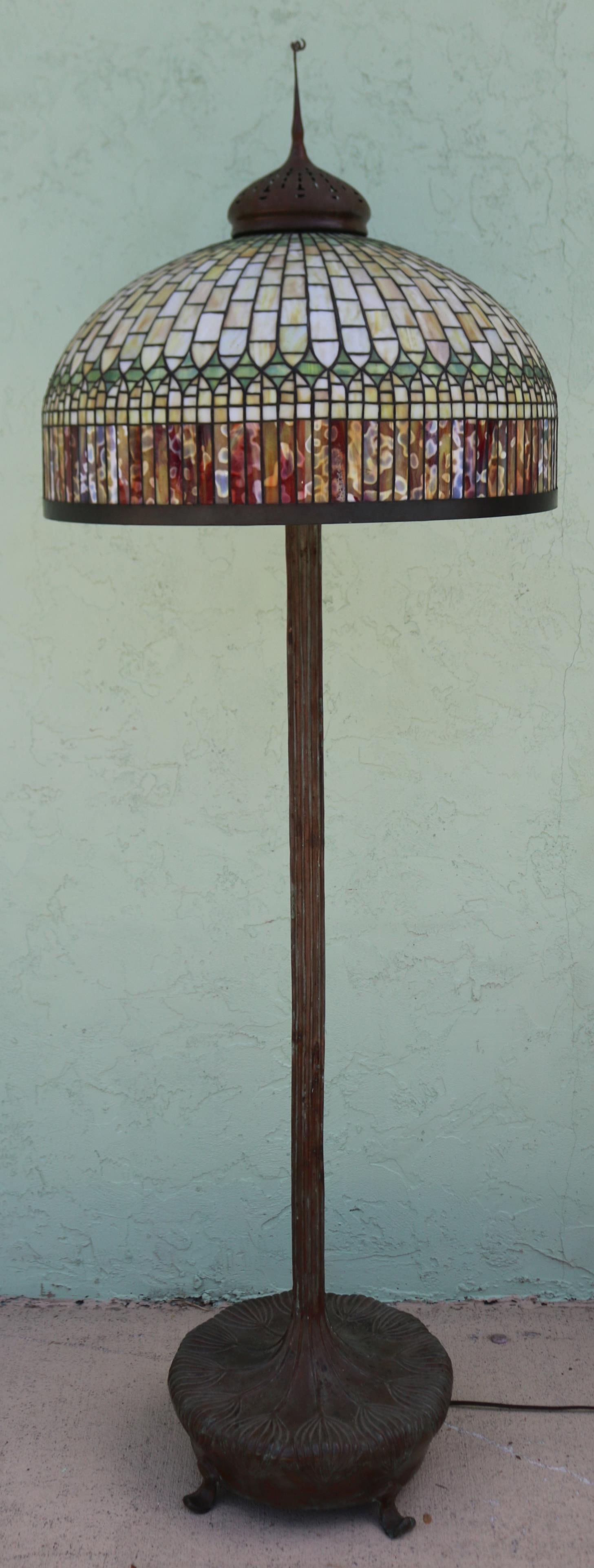 TIFFANY STYLE LEADED GLASS FLOOR LAMP, GEOMETRIC, (1 of 2)