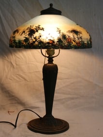 REVERSE PAINTED TABLE LAMP, PITTSBURG SHADE WITH