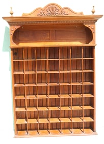 KOKEN OAK BARBER SHOP SHAVING MUG SHELF, ORIGINAL