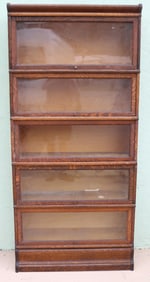 OAK 5 STACK BARRISTER BOOKCASE, MACEY, BANDED