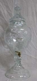 LG BLOWN + CUT GLASS DISPENSER: MARKED PARIS,