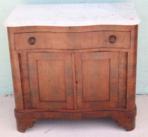 VICTORIAN WALNUT MARBLE TOP WASH STAND, 1 DRAWER