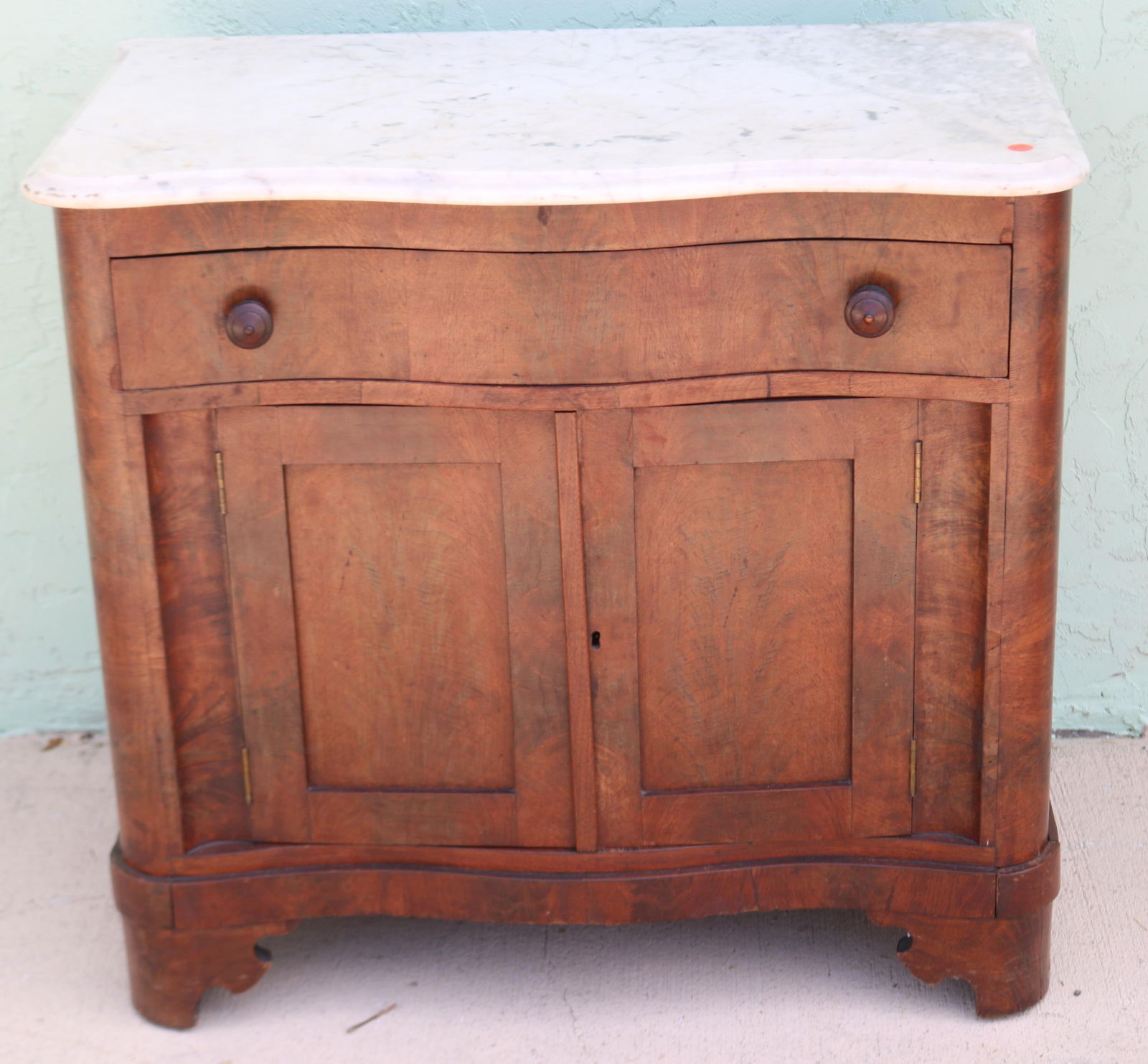 VICTORIAN WALNUT MARBLE TOP WASH STAND, 1 DRAWER (1 of 1)