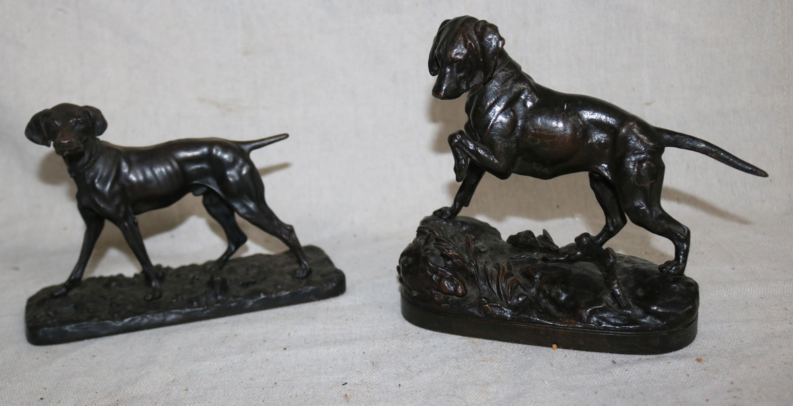 2 HUNTING DOG STATUES, LE COURTIER; DOG + RABBIT (1 of 6)