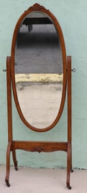 LATE VICTORIAN CHEVEL MIRROR, FAUX PAINTED