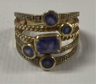 14K TANZANITE & DIAMOND LADIES RING, SIZE 10, 4.5