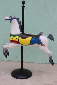 PARKER CAROUSEL HORSE, 1895-1915, CARVED WOO WITH