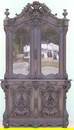 LARGE CARVED OAK CUPBOARD, 6 PART TOP WITH