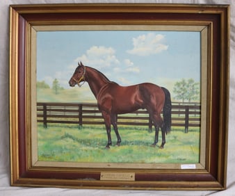 A.T. DAVIGNON, 20TH C. 2 HORSE PORTRAITS,