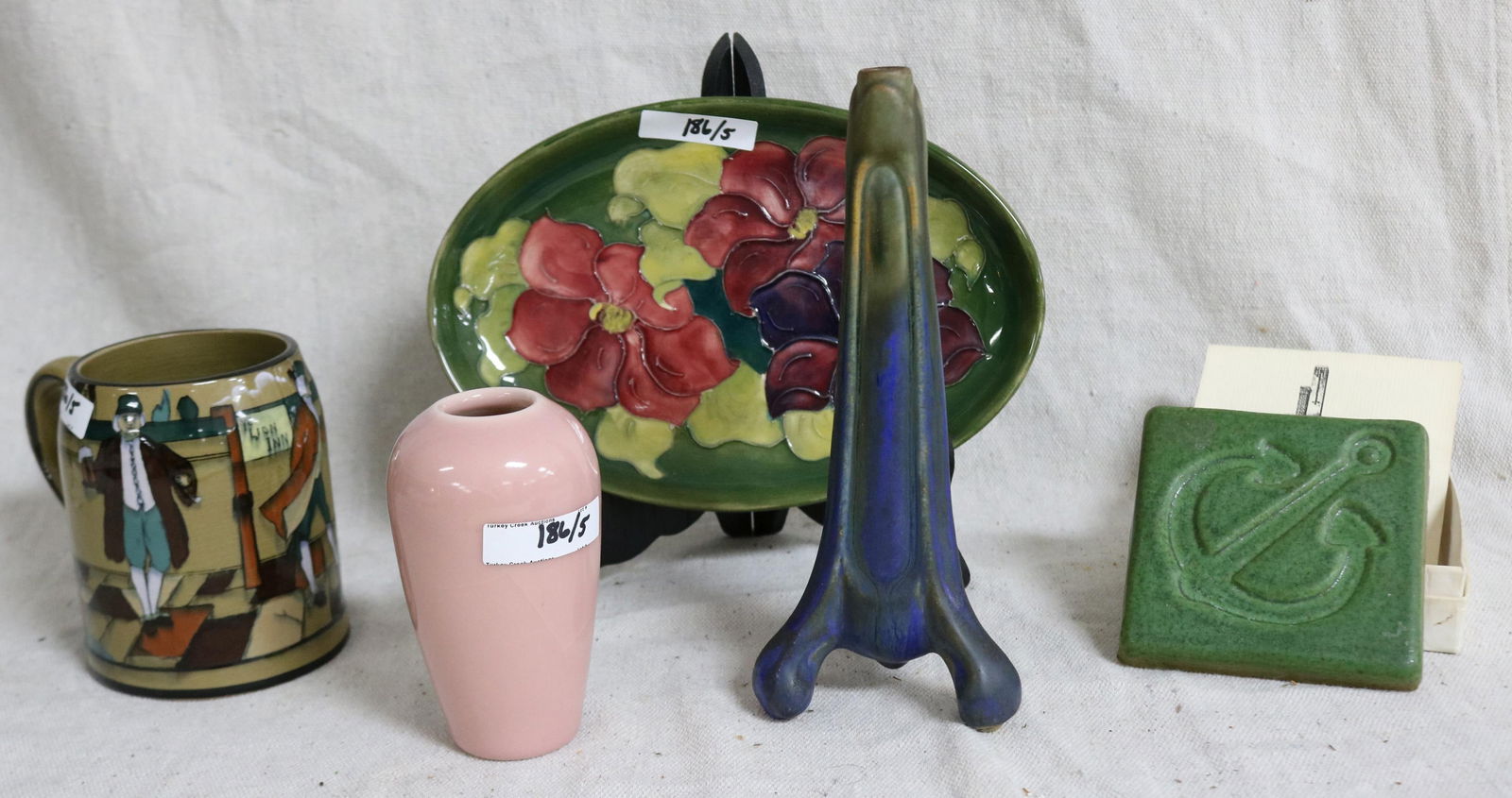 5 PCS ART POTTERY, DELDARE MUG 4 1/4" H, SIGNED (1 of 1)