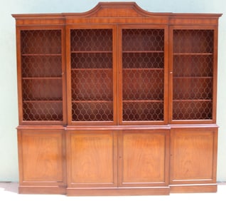 BAKER CHERRY BREAKFRONT, 2 PART, 4 UPPER DOORS