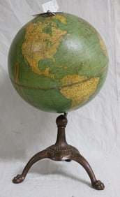 TABLE TOP GLOBE, GEORGE F. CRAM, CAST IRON BASE,