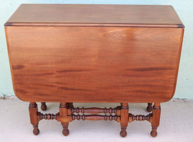 CUSTOM WALNUT GATE LEG TABLE, 1 DRAWER,