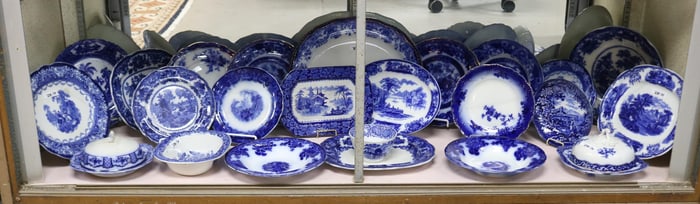 24 PCS. FLO BLUE, PLATTER, PLATES, BOWLS, 2