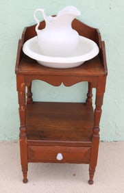 19TH C. WASHSTAND, WALNUT, NATURAL FINISH, DOVE