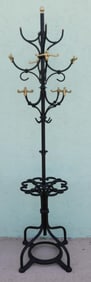 CONTEMPORARY BRASS & IRON COAT TREE &