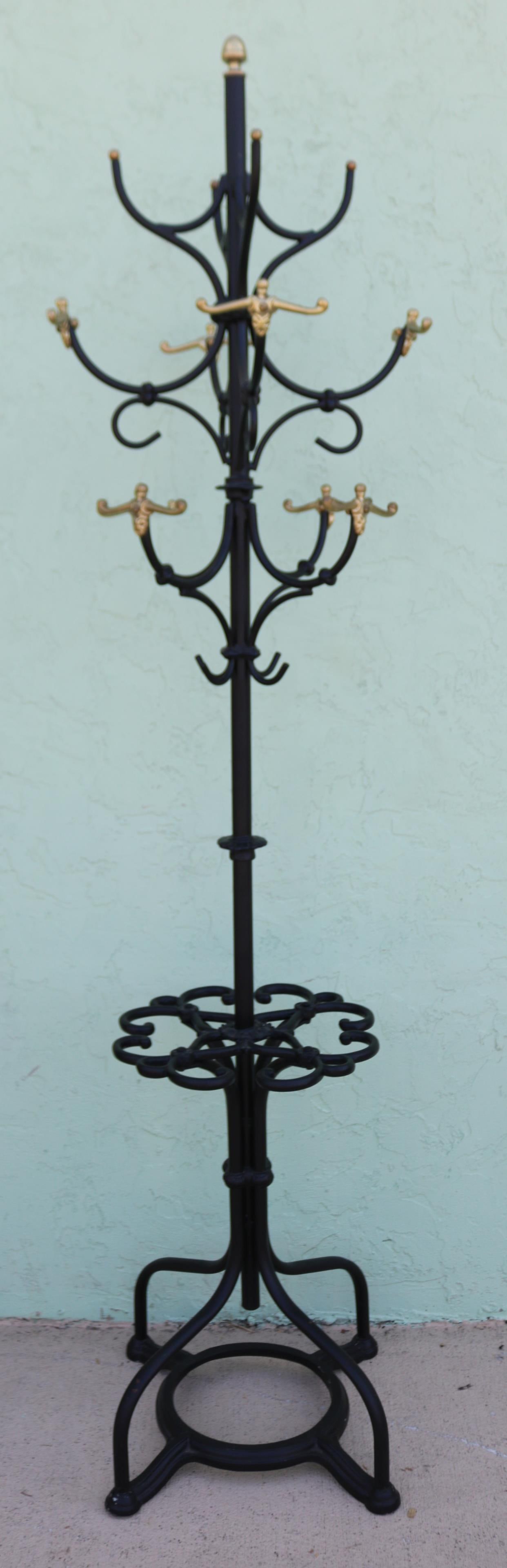 CONTEMPORARY BRASS & IRON COAT TREE & (1 of 2)