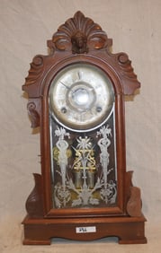 VICTORIAN WALNUT SHELF CLOCK, ANSONIA, TIME,