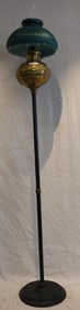 B&H STANDING OIL LAMP, EMBOSSED BRASS FONT, IRON