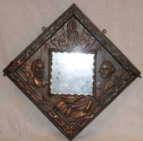 EMBOSSED METAL HAT RACK WITH MIRROR, PATRIOTIC
