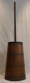 19TH C. WOODEN BUTTER CHURN, IRON BANDS, INCLUDE