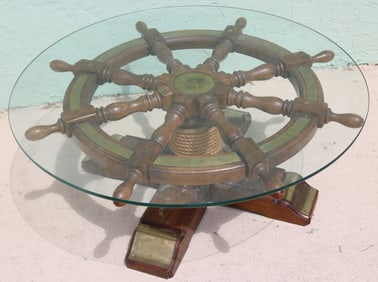 CONTEMPORARY SHIPS WHEEL STYLE COFFEE TABLE,