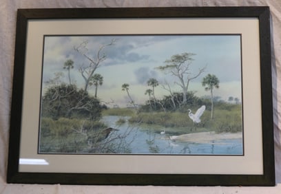 FRAMED & GLAZED FLORIDA WETLANDS PRINT, PHIL