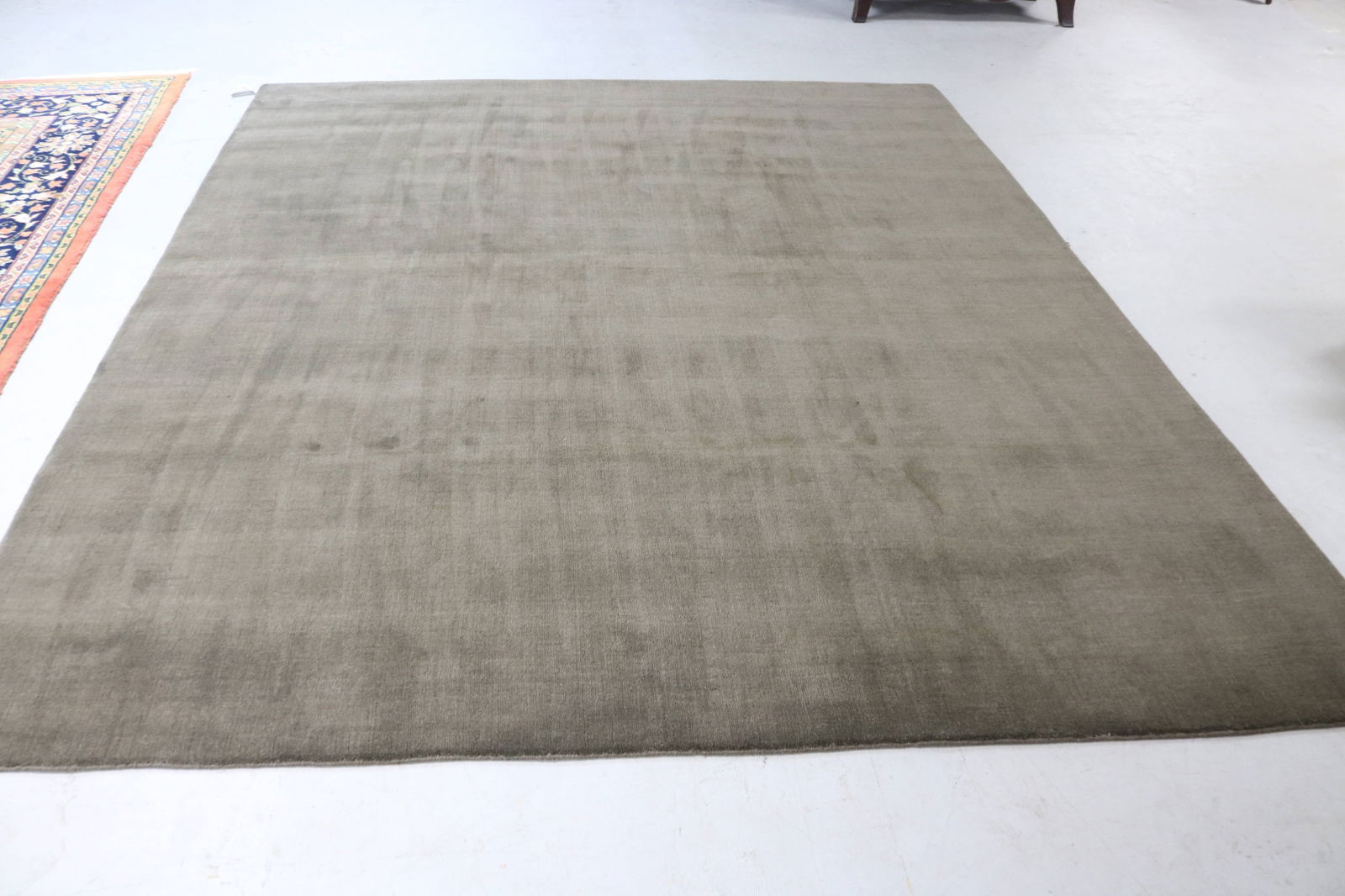 RUG #371, ROOM SIZE HANDMADE RUG, GREEN/GRAY (1 of 1)