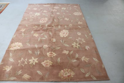 CHINESE SILK/WOOL AREA RUG, 5' 5" X 8' 7" ,