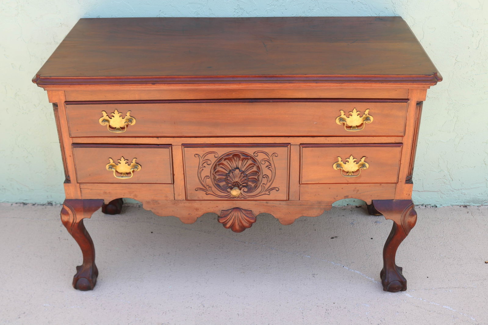 CENTENNIAL CHIPPENDALE STYLE LOWBOY, CARVED SHELL (1 of 5)