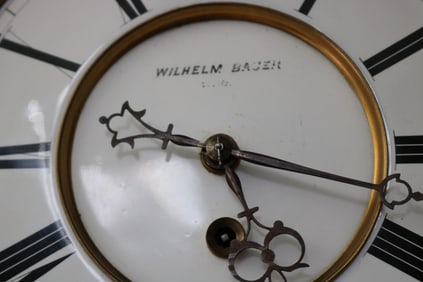 SETH THOMAS OAK GALLERY CLOCK, ORIGINAL FINISH,