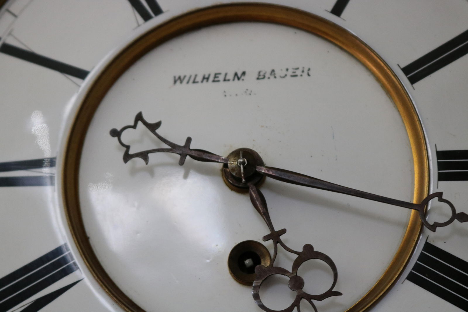 SETH THOMAS OAK GALLERY CLOCK, ORIGINAL FINISH, (1 of 3)