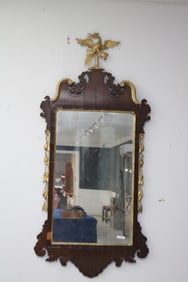 19TH C. CHIPPENDALE STYLE MIRROR, CARVED & GILT