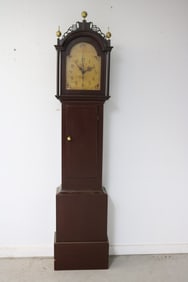 19TH C. GRANDFATHERS CLOCK, PINE CASE, WOODEN