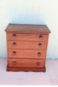 SMALL 4 DRAWER CHEST, EARLY 19TH C. PINE DOVETAIL