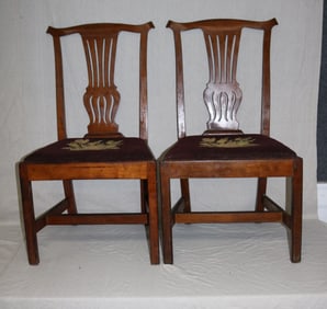 PAIR CHIPPENDALE SIDE CHAIRS, MAHOGANY, CUT OUT