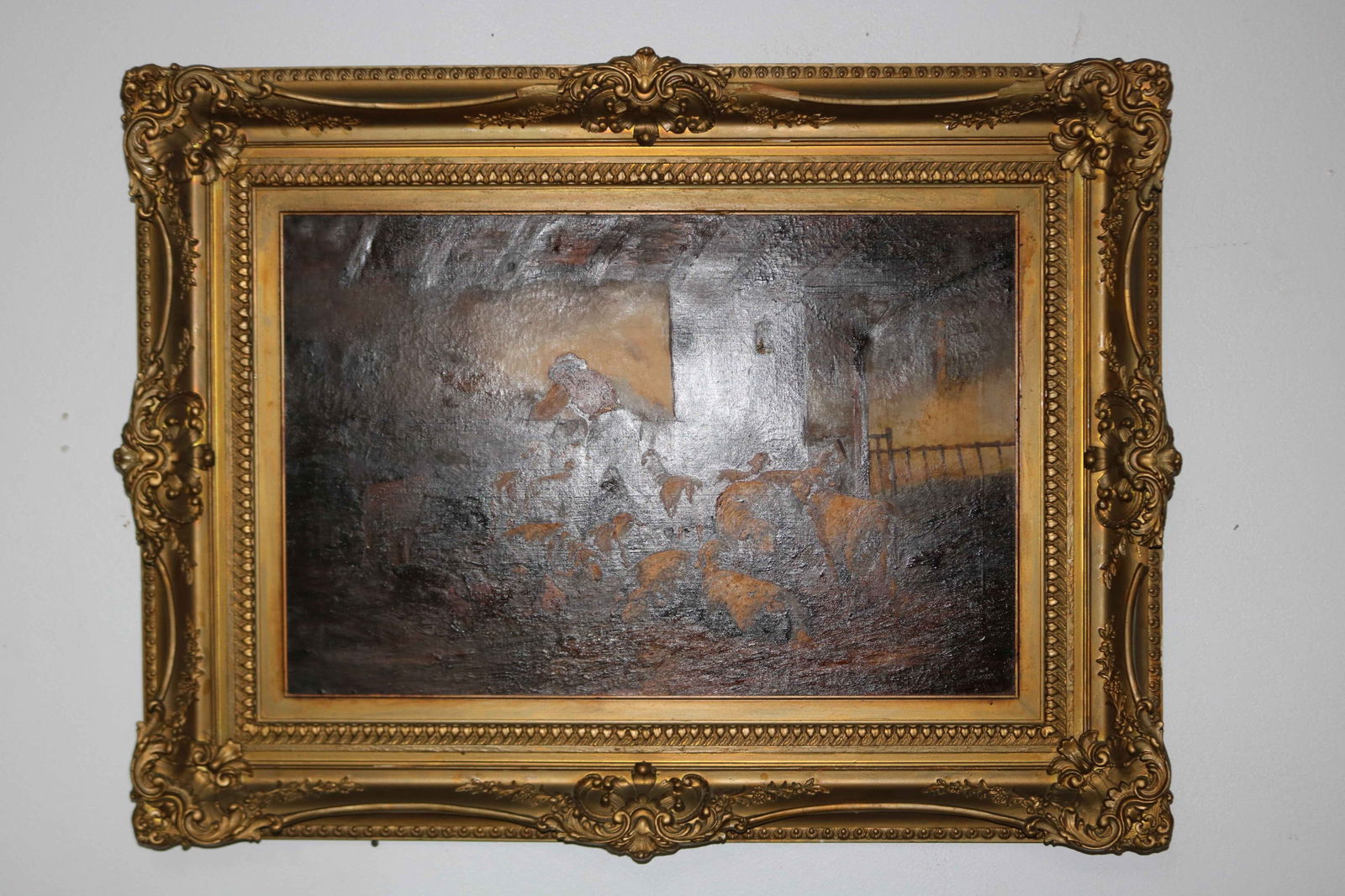 CHARLES EMILE JACQUE 19TH C. OIL ON CANVAS, (1 of 6)