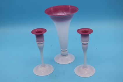 3 PCS. GUNDERSON PAIRPOINT, HIGH GLOSS PEACHBLOW,