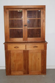 LATE 19TH C. STEP BACK CUPBOARD, HARD PINE, 2