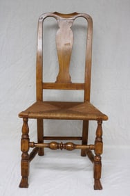 QUEEN ANNE YOKE BACK SIDE CHAIR, MAPLE, BLOCK &
