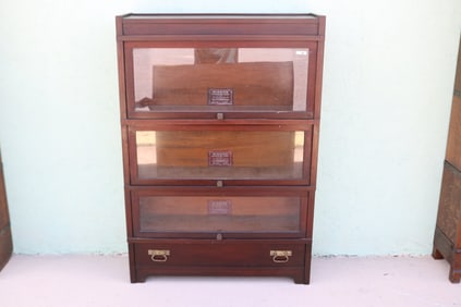 MAHOGANY 3 STACK BARRISTER BOOKCASE WITH 1 DRAWER