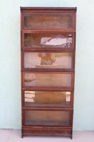 OAK 6 STACK BARRISTER BOOKCASE, BANDED SIDE, THE