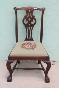CHIPPENDALE SIDE CHAIR, 18TH C. MAHOGANY,