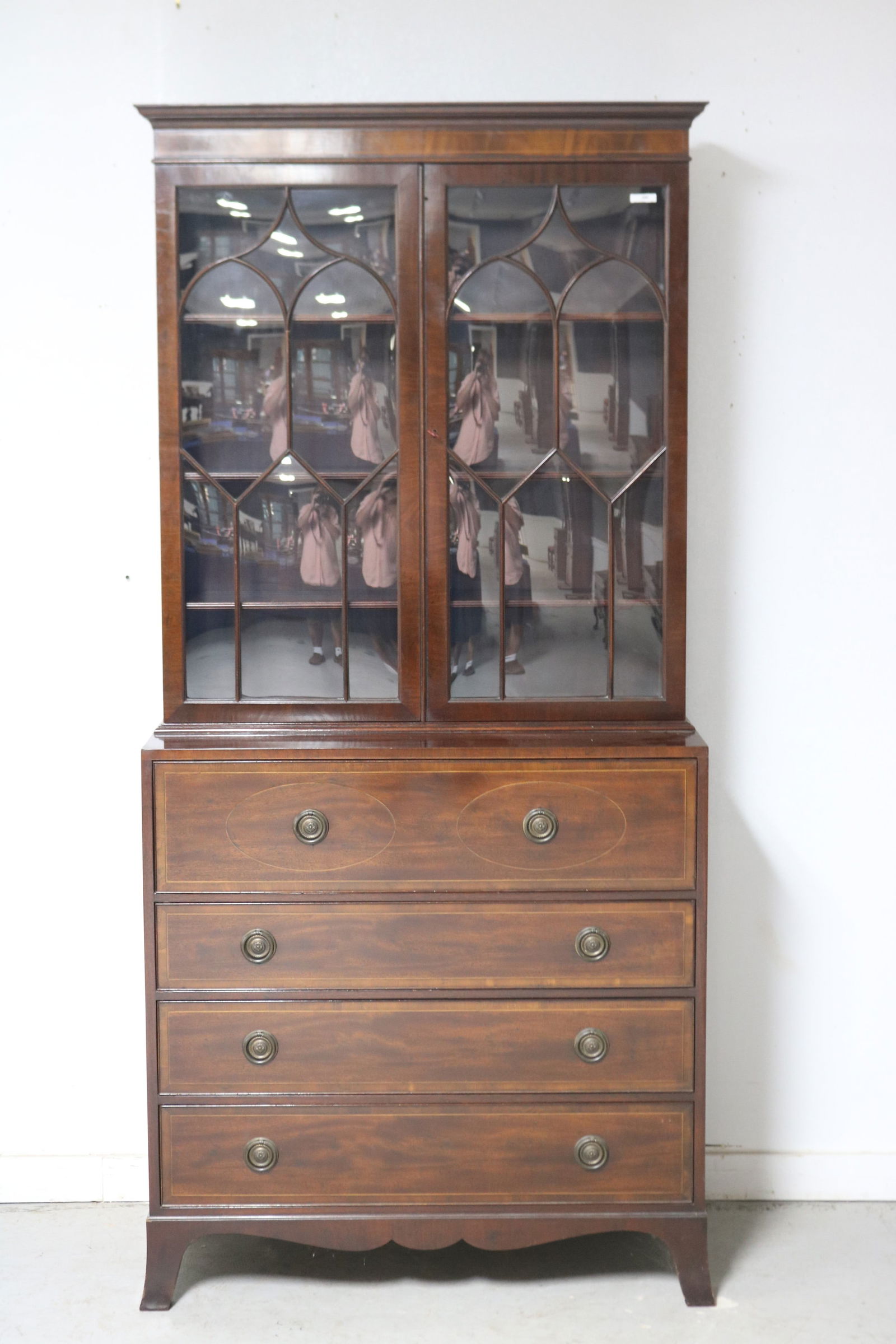 BAKER MAHOGANY INLAID BUTLERS SECRETARY DESK, (1 of 4)