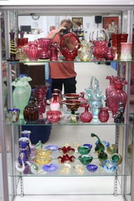 CASE LOT OF 38 PCS. ART GLASS TO INCLUDE