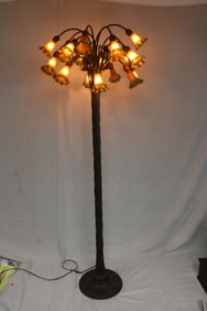 TIFFANY STYLE 18 LIGHT FLOOR LAMP, 18 ART GLASS
