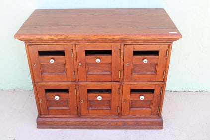 UNUSUAL OAK 6 DOOR CABINET, RAISED PANEL SIDES,