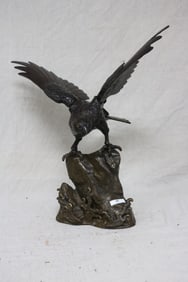 CAST IRON EAGLE WITH BRONZE FINISH, POSSIBLY